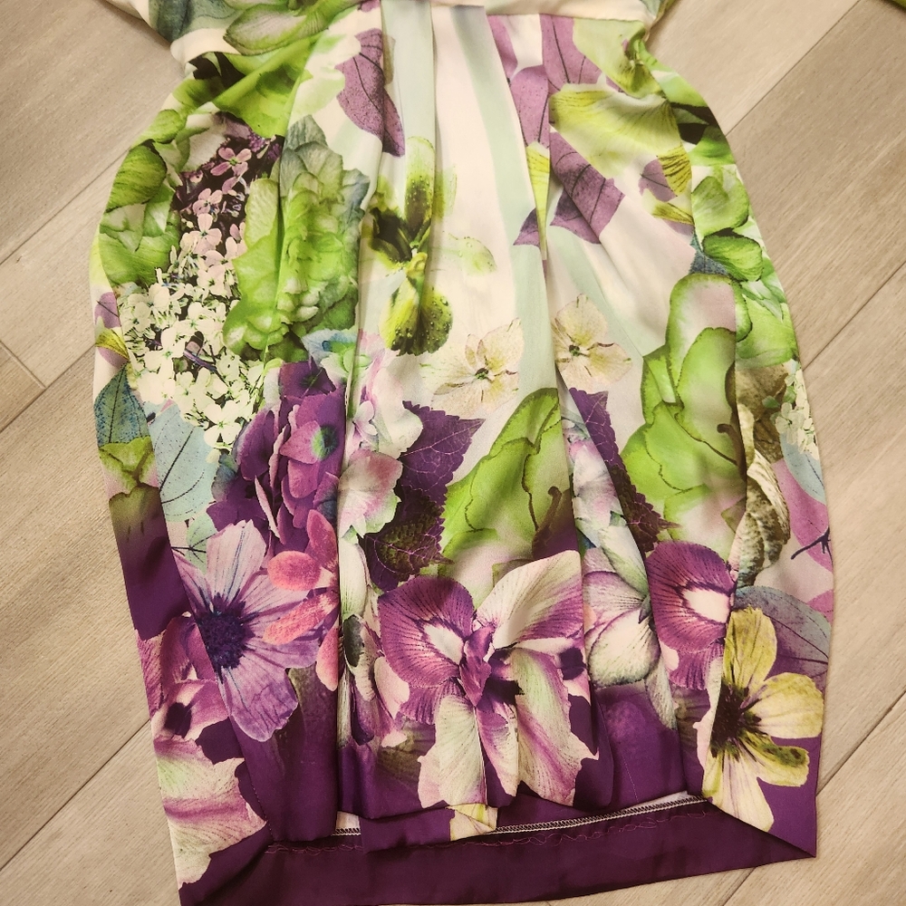 Kimono dress women's 6 floral green purple pink wrap tunic mini Made in Italy - Picture 9 of 13